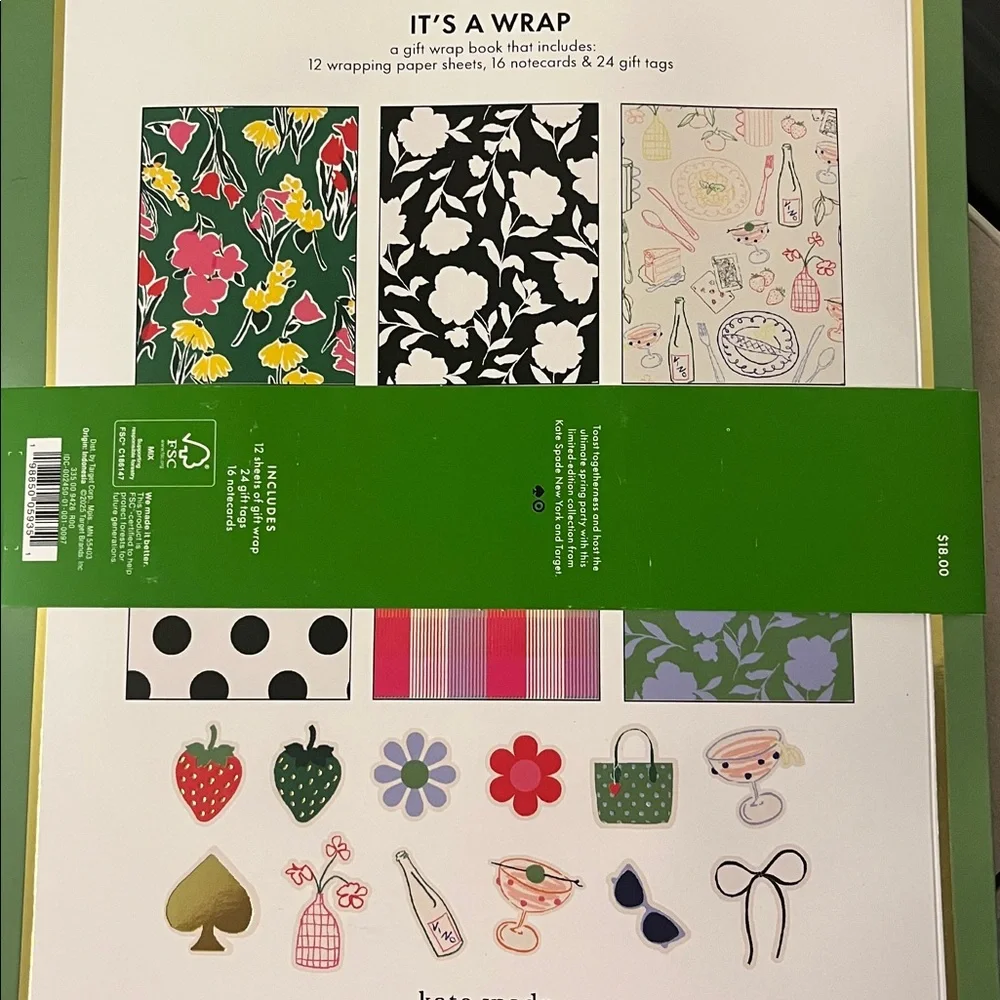 NWT 12 Sheet Gift Wrap Book with Tags - kate spade new york x Target